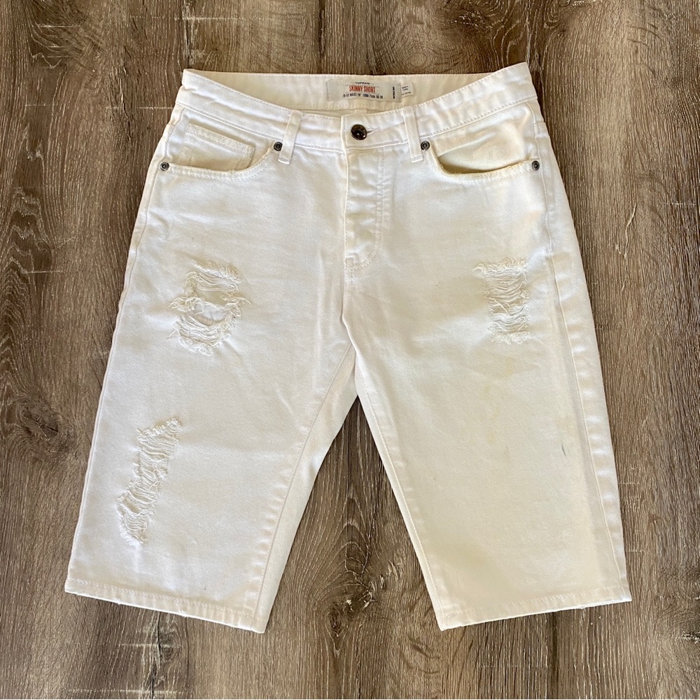 Topman White Distressed Denim Jean Skinny Shorts